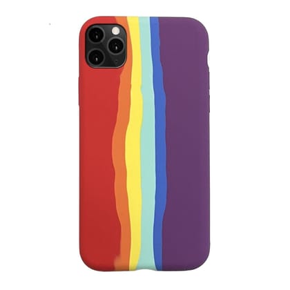 LIRAMARK Liquid Silicone Soft Back Cover Case for Apple iPhone 12 / Apple iPhone 12 Pro (6.1 inch) (Rainbow)