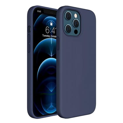 LIRAMARK Liquid Silicone Soft Back Cover Case for Apple iPhone 12 / Apple iPhone 12 Pro (6.1 inch) (Midnight Blue)