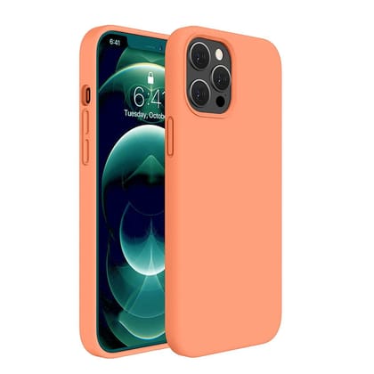 LIRAMARK Liquid Silicone Soft Back Cover Case for Apple iPhone 12 / Apple iPhone 12 Pro (6.1 inch) (Orange)
