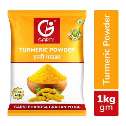 Garni Foods Turmeric/Haldi Powder - Premium Grade | No Artificial Colours | Blended with Cold Grinding Technology | Original Flavour & Rich Aroma 1000gm