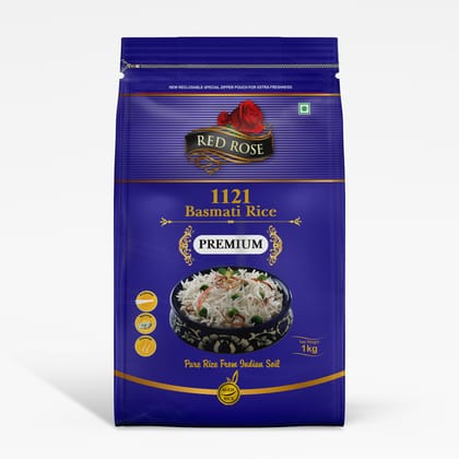 Red Rose Premium Basmati Rice, Aged Long Grains, Aromatic, 1 KG