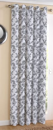 AIRWILL Cotton Pencil Flower Designed Blackout and Room Darkening 5ft Window Curtains Pack of 1 pc. (Floral - Black)
