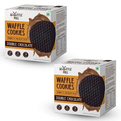 Waffle Mill Waffle Cookies | Double Chocolate | 1 Box Contains 5 Cookies | Each Box 175 gm | 100% Vegetarian And No Added Preservatives (350 gm) - Pack of 2