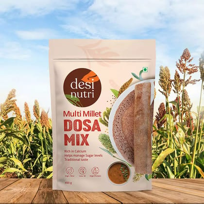 Desi Nutri Multi Millet Dosa Mix | Millet Dosa Mix | Dosa Batter with Millets | Instant Millet Dosa Mix - 450gms | Rich in Vitamins and Minerals