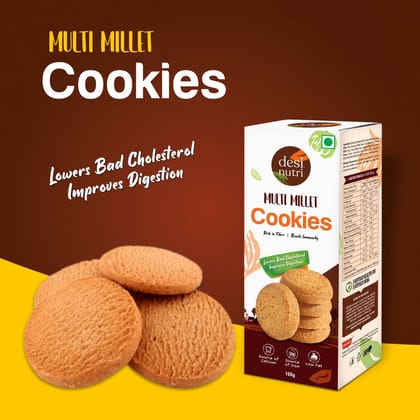 Desi Nutri Multi Millet Cookies | Ready to Eat Cookies | Millet Cookies | Cookies - 100 gms | Rich in Fiber & Immunity