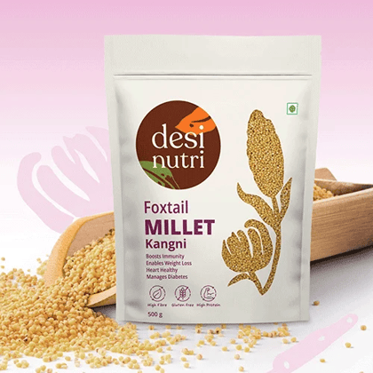 Desi Nutri Foxtail Millet Grains | Millets | Natural Grains | Korra | Navane | Kangni | Foxtail Millet - 500 gms | Rich in Fiber and Protein, Pack of 1 | Siridhanya Millets | Sri Anna | Sree Anna