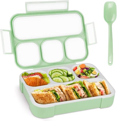 Xelvix Lunch Boxes For Adults - Tiffin Box Lunch Box For Kids Childrens With Fork - Durable Perfect Size For On-The-Go Meal, Bpa-Free And Food-Safe Materials (Green, Stainless Steel), 1100 Milliliter