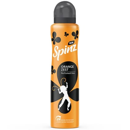 Spinz Orange Zest Perfumed Deo for Women, with International Fragrances for Long Lasting Freshness and 24 Hours Protection, 200ml