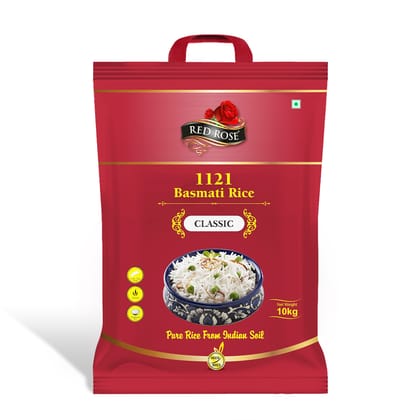 Red Rose Classic Basmati Rice, Long and Slender Grains, Aged rice, 10 KG