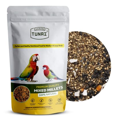 Tunai Bird Food of Endless Mixed Millets | 450g | for Amazons, Macaws, Conures, Senegals, African Greys, Budgies, Lovebirds, & Cockatiels