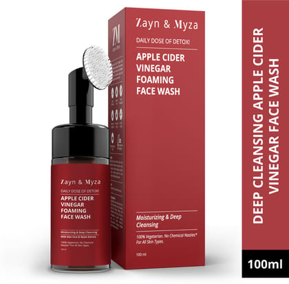 ZM Zayn & Myza Apple Cider Vinegar Foaming Face wash, Deep Cleansing & Moisturizing, No Chemical Nasties, Oil Control, Skin pH Balance, Daily Use, 100 ml