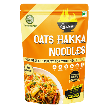 Cook Smith Healthy Oats Hakka Noodles| No Maida, No Fried, No MSG, No Preservatives | Sun Dried |Naturle Colours | Oats Noodles | Cook Smith Noodles  Pack 200gm (Pack of 1)