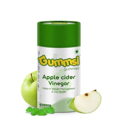 Gummsi Apple Cider Vinegar Gummies for Weight Management & Gut Health, Supports Digestion, Green Apple Flavour, 30 Gummies